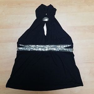 Black and gold sequenced top